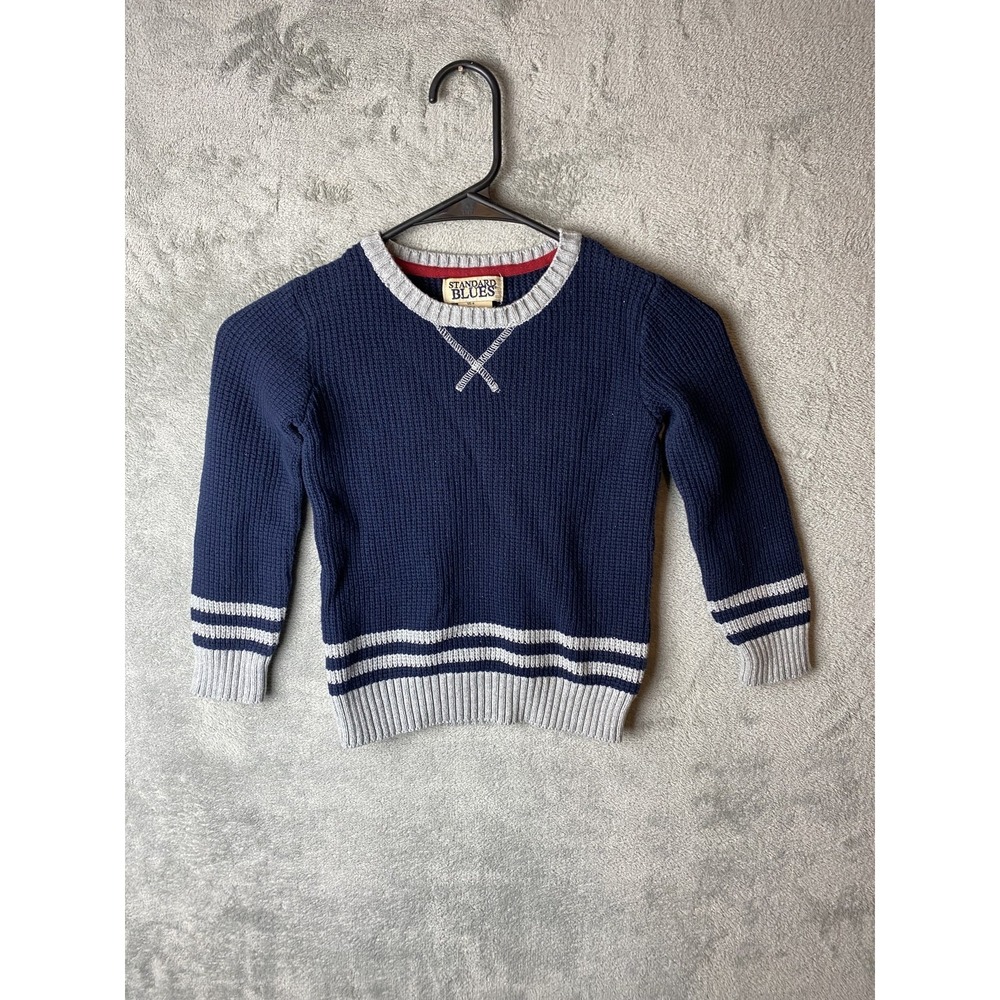 Standard Blues Kids Sweater Navy Size 4 Striped Knit Pullover
